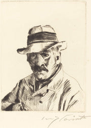 Self Portrait In A Straw Hat Selbstbildnis Im Strohhut by Lovis Corinth