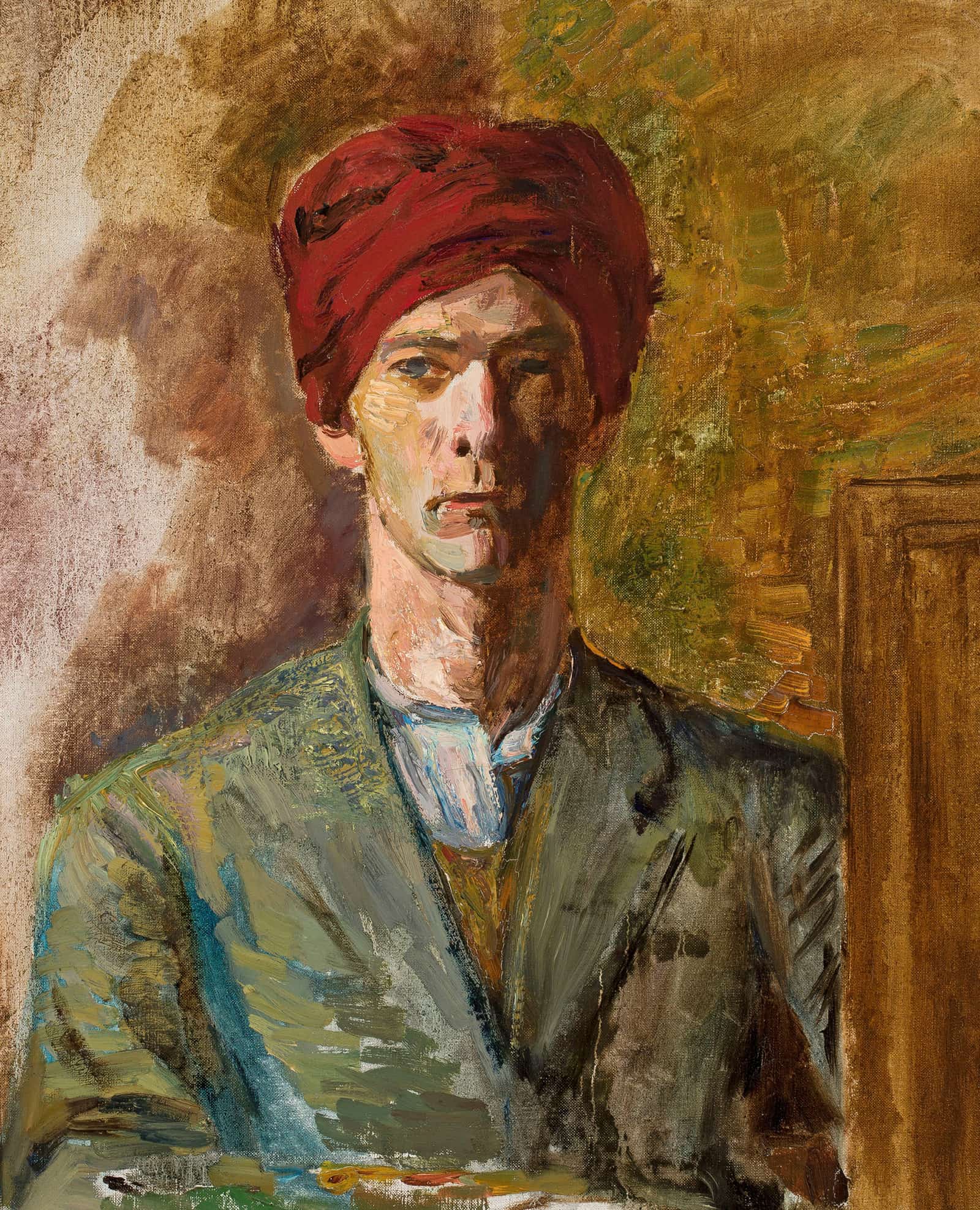 Self Portrait In A Turban by Zygmunt Waliszewski