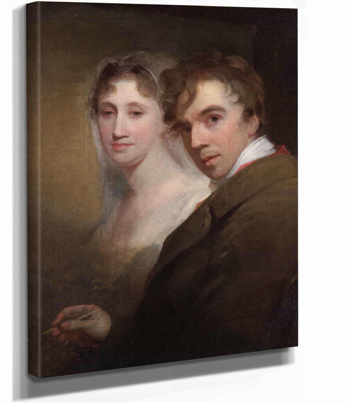 Self Portrait Of The Artist Painting His Wife Sarah Annis Sully by Thomas Sully