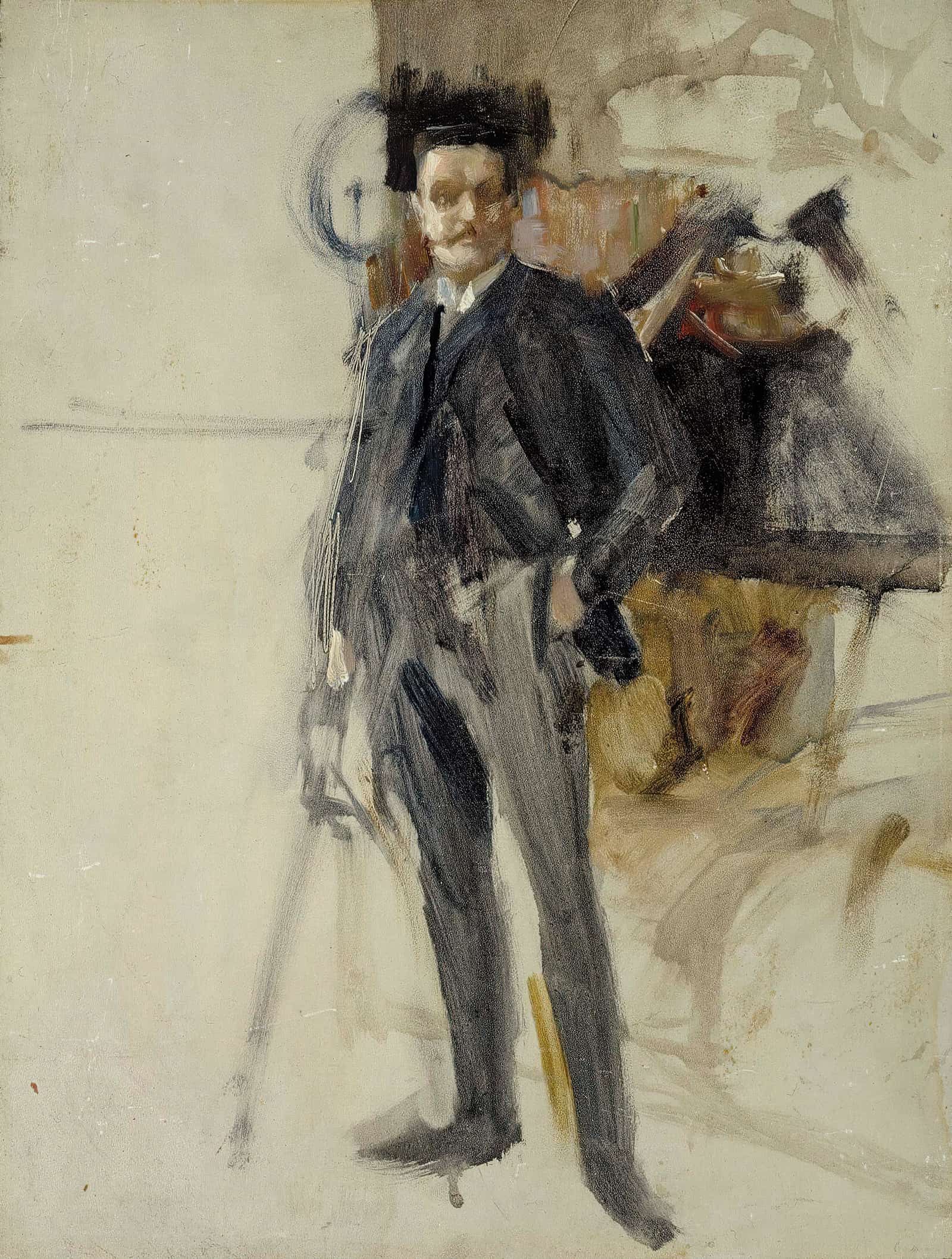 Self Portrait Sketch by Albert Edelfelt