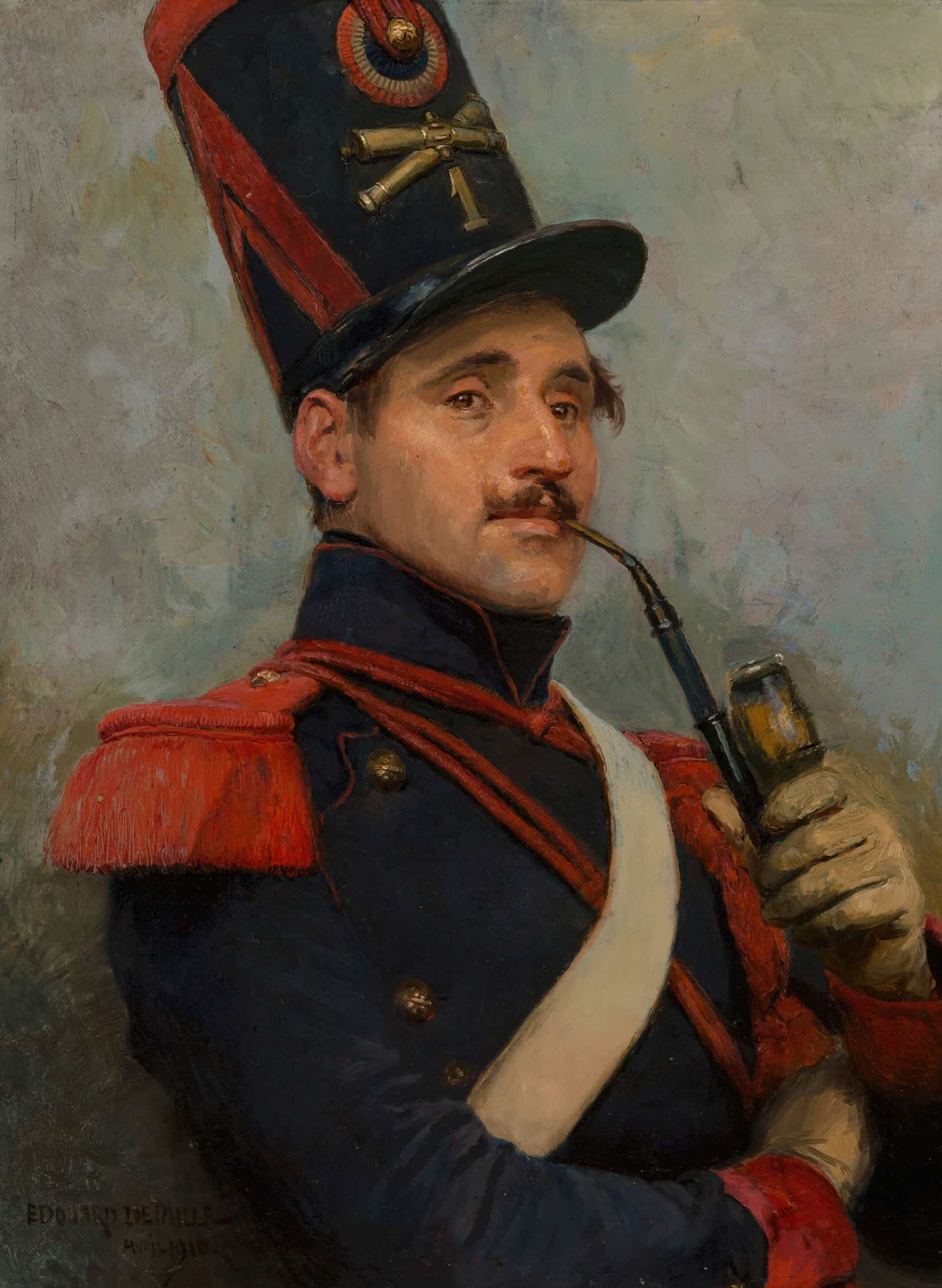 Self Portrait Wearing French Horse Artillery Enlisted Mens Uniform by Jean Baptiste Edouard Detaille