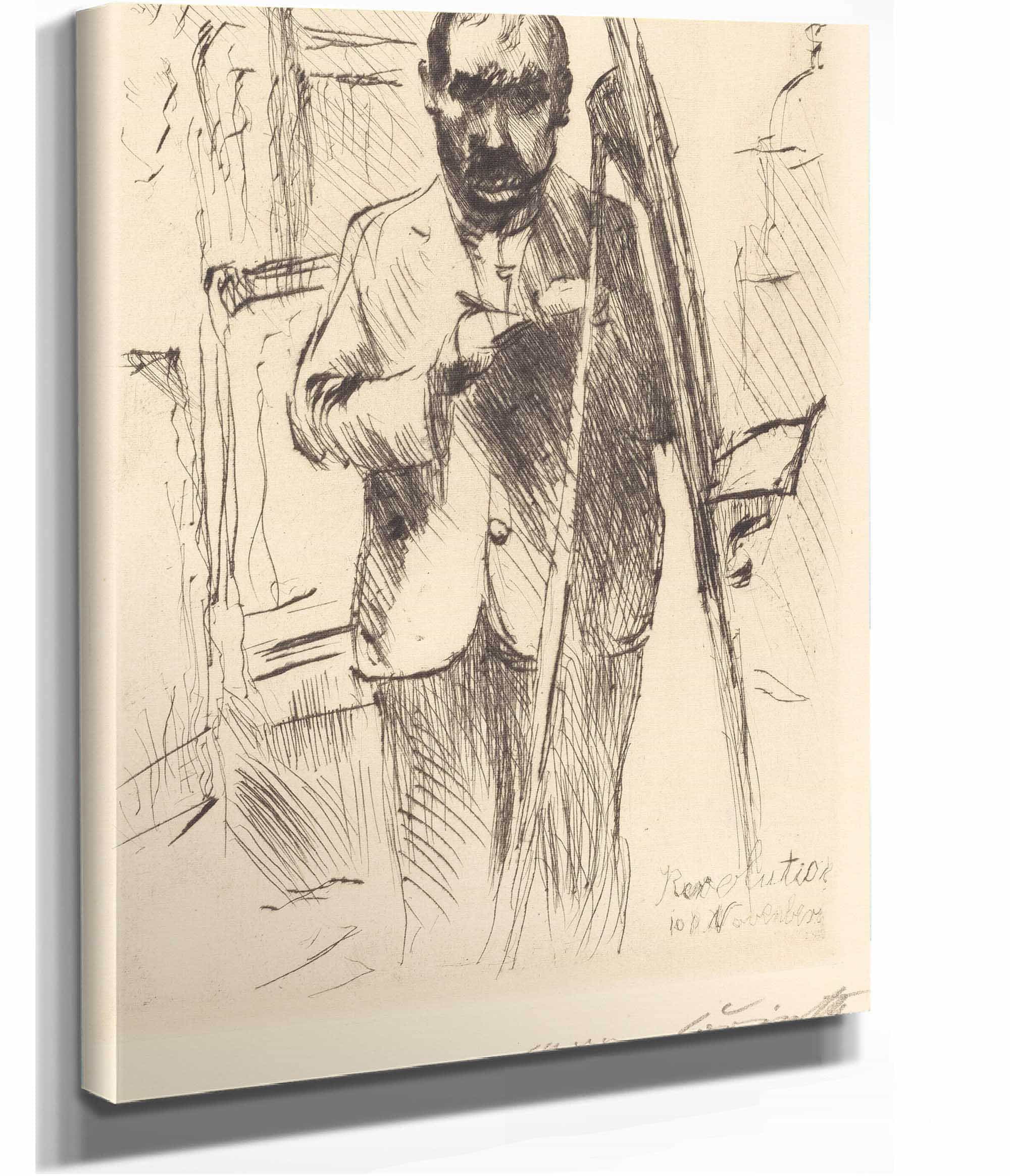 Self Portrait With Easel by Lovis Corinth