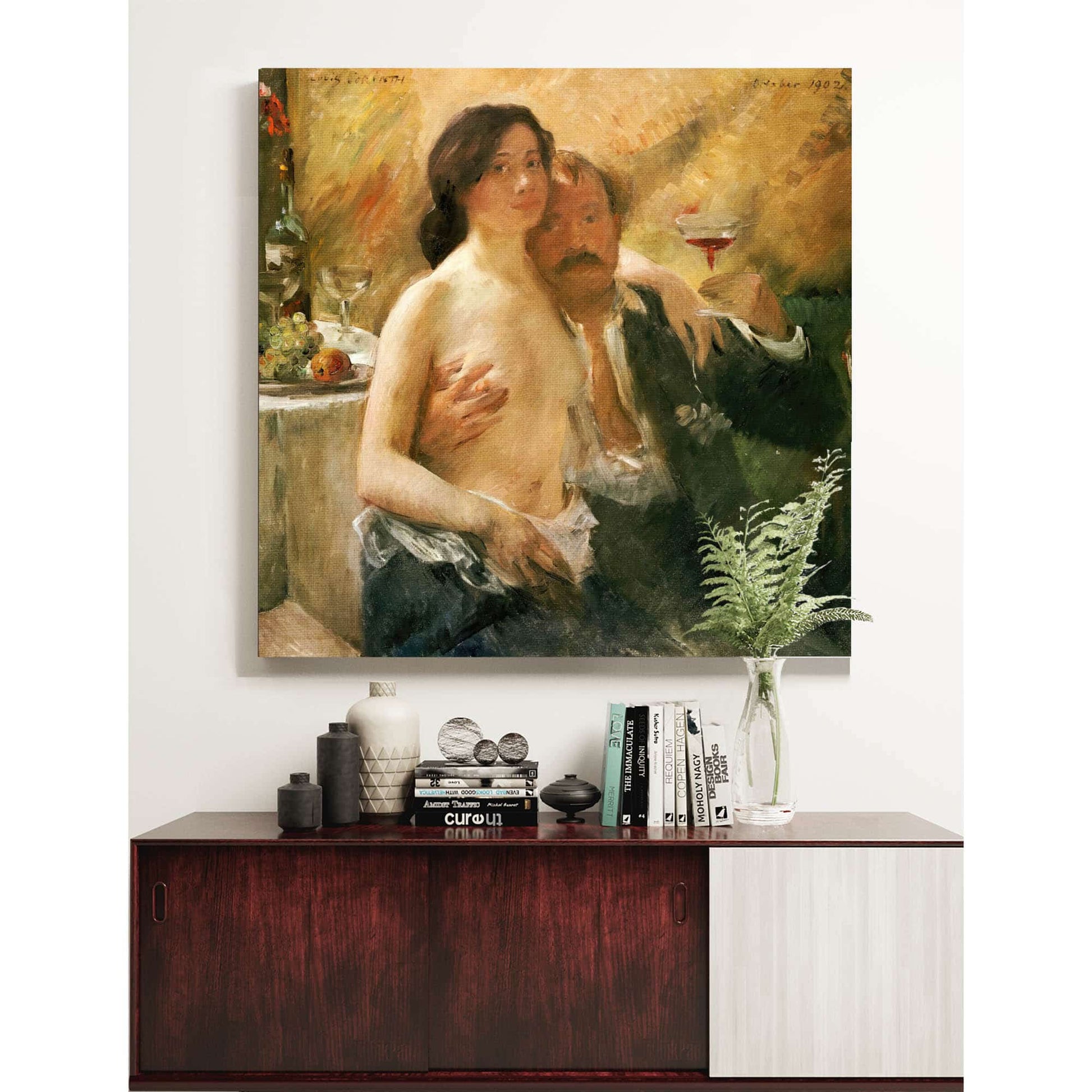 Self Portrait With His Wife Charlotte Berend Corinth And A Sekt Glass by Lovis Corinth