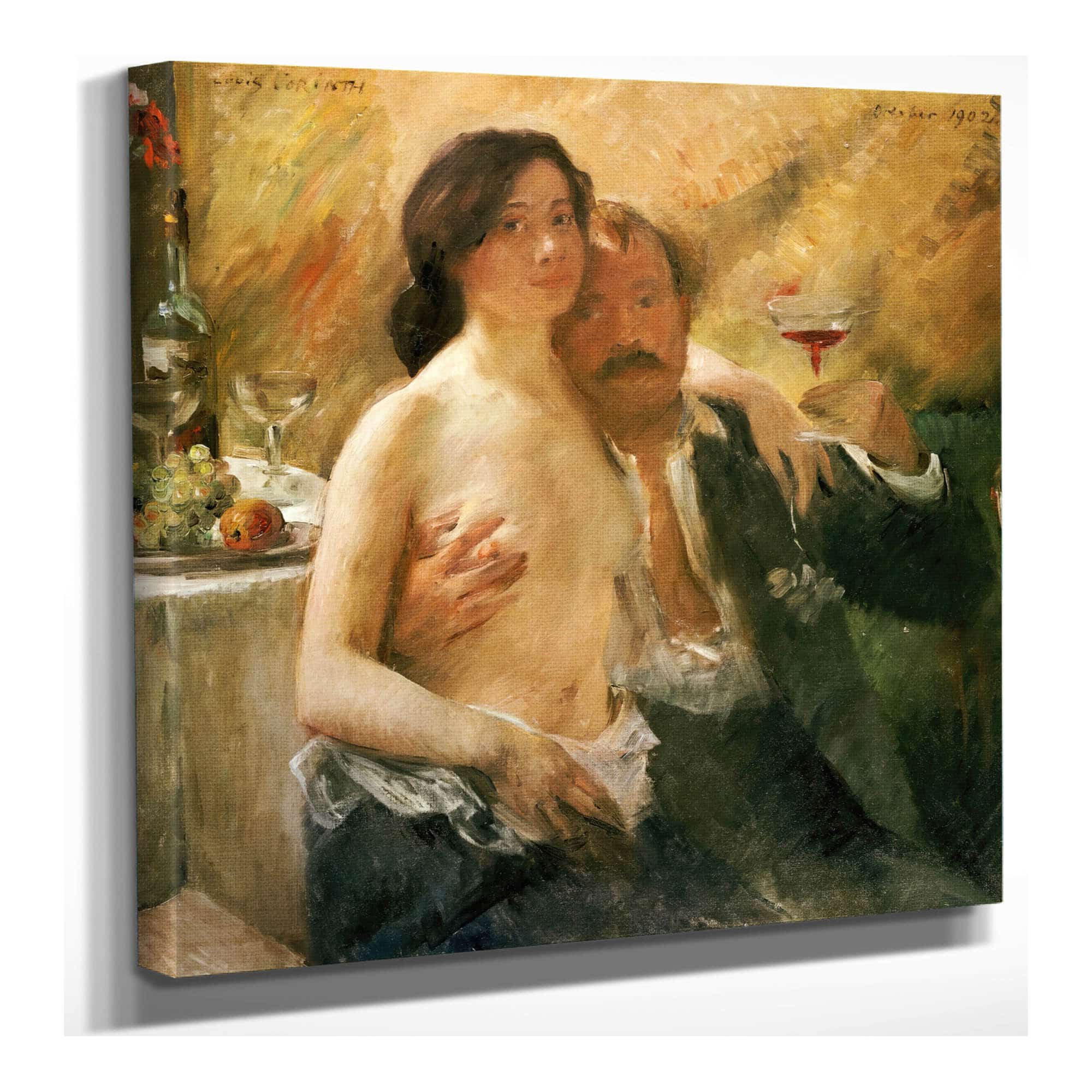 Self Portrait With His Wife Charlotte Berend Corinth And A Sekt Glass by Lovis Corinth