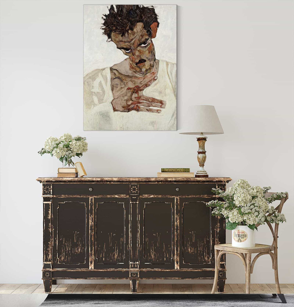 Self Portrait With Lowered Head by Egon Schiele