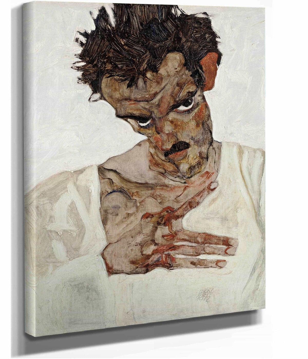 Self Portrait With Lowered Head by Egon Schiele