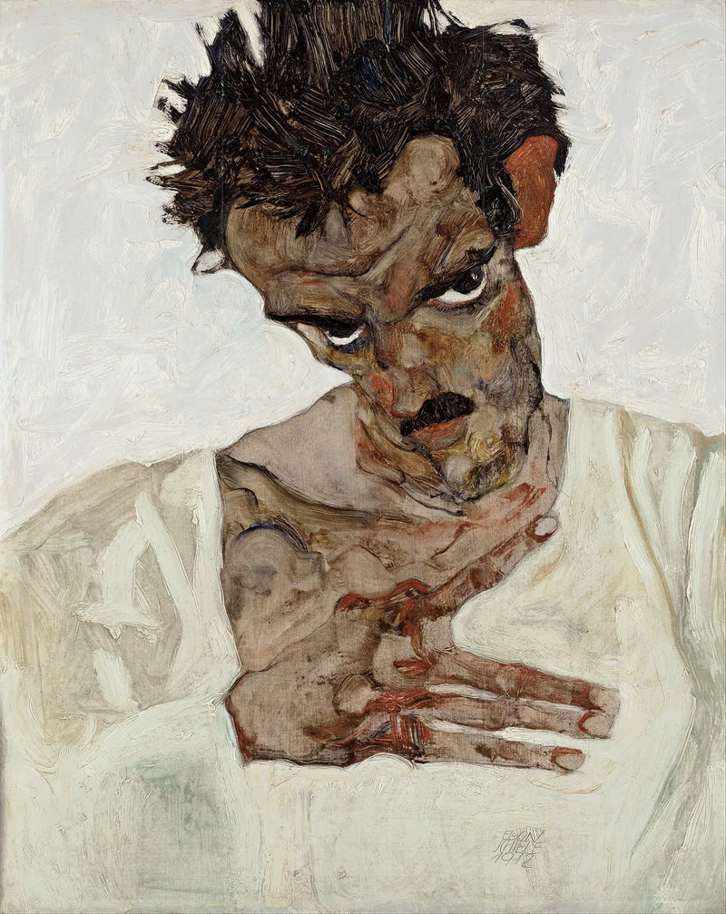 Self Portrait With Lowered Head by Egon Schiele