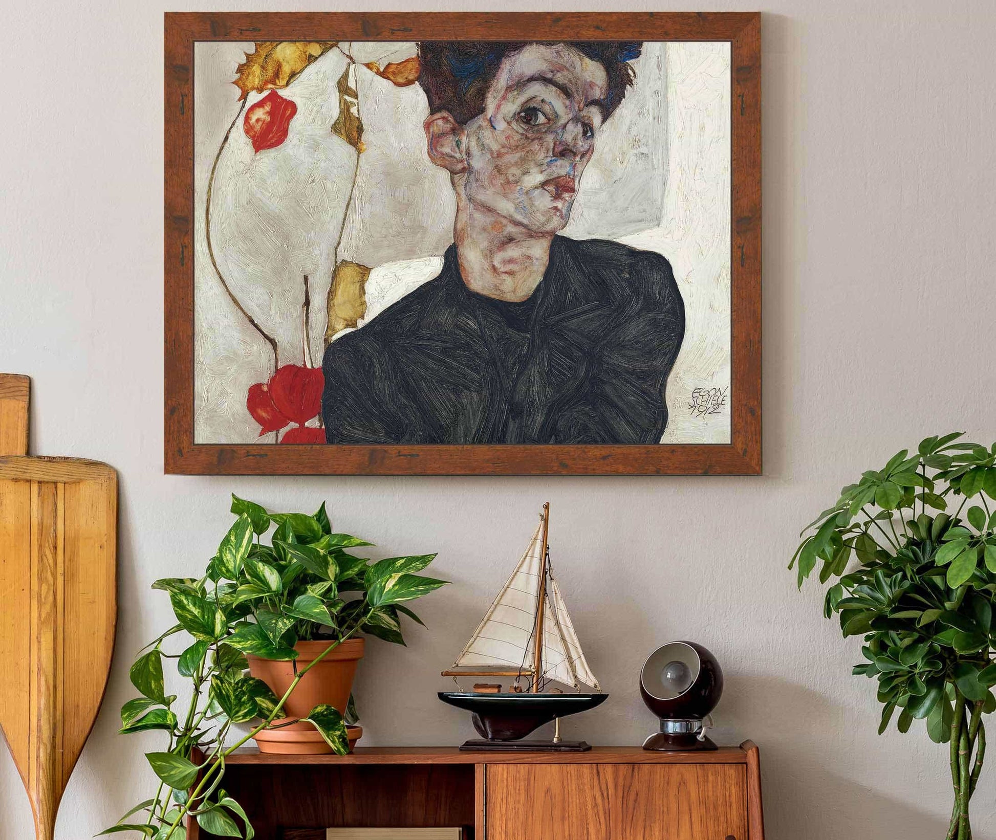 Self Portrait With Physalis by Egon Schiele