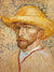 Self Portrait With Straw Hat By Vincent Van Gogh