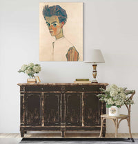 Self Portrait With Striped Shirt by Egon Schiele