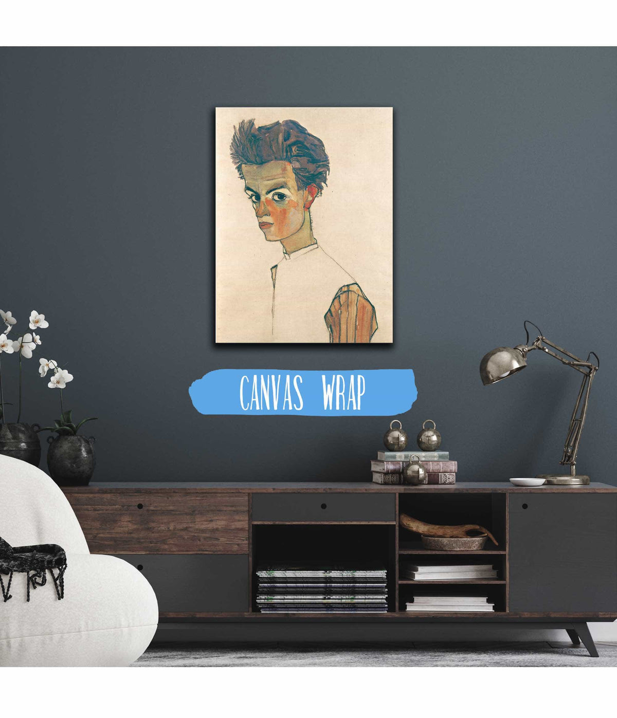 Self Portrait With Striped Shirt by Egon Schiele