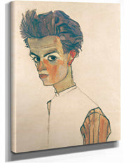 Self Portrait With Striped Shirt by Egon Schiele