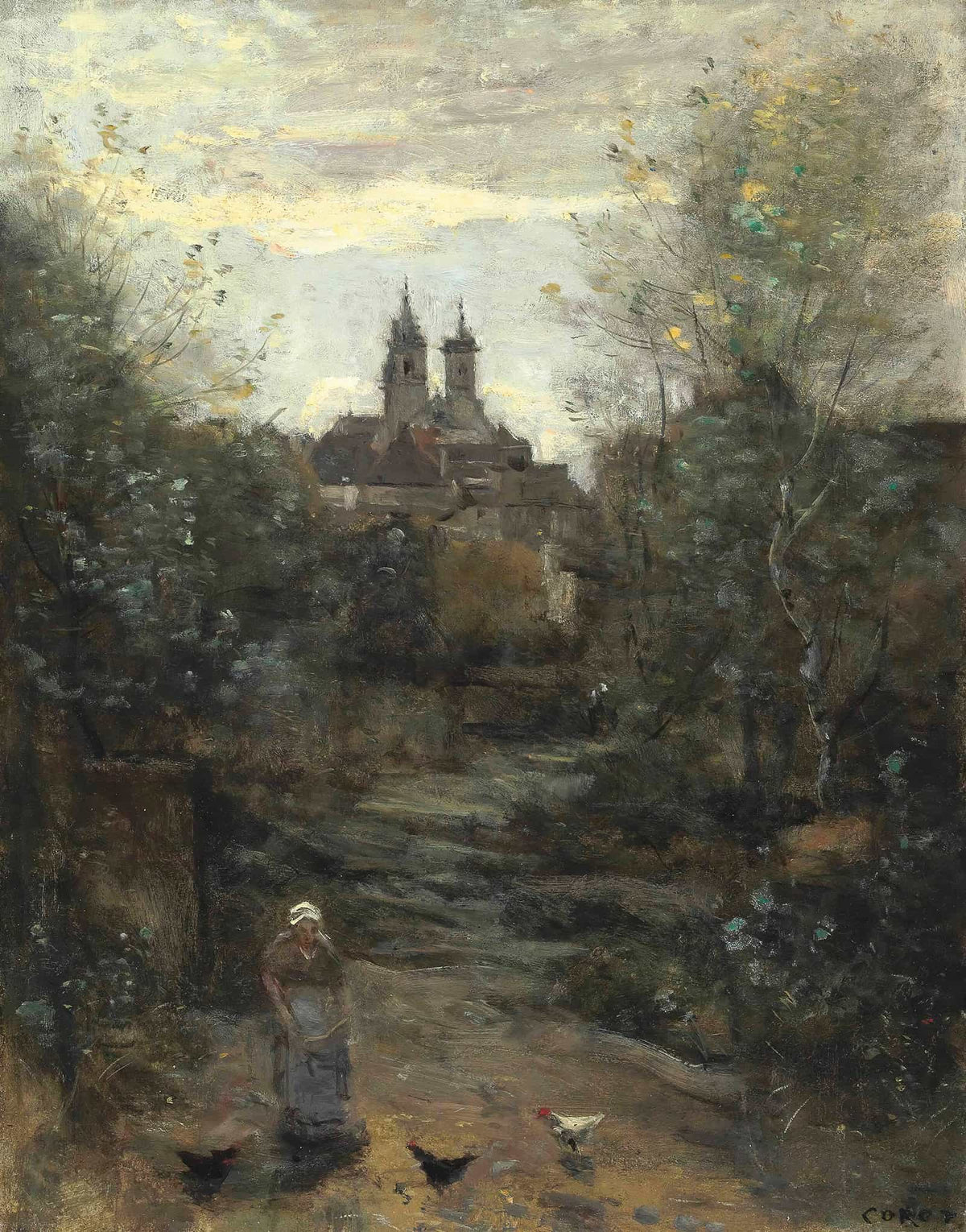 Semur Le Chemin De Leglise by Jean Baptiste Camille Corot
