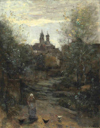 Semur Le Chemin De Leglise by Jean Baptiste Camille Corot