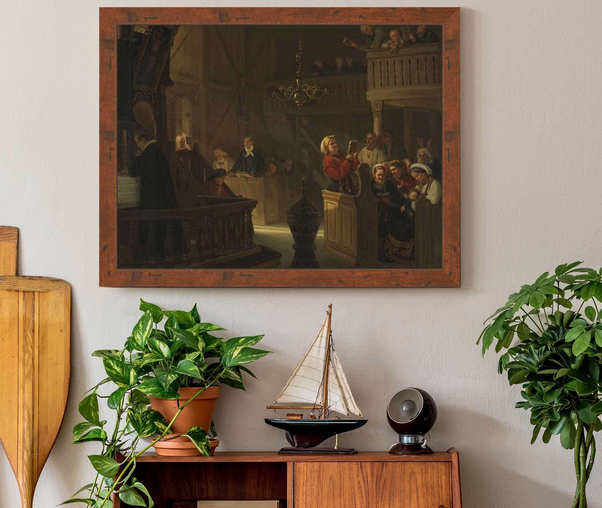 Service In A Norwegian Country Church by Adolph Tidemand