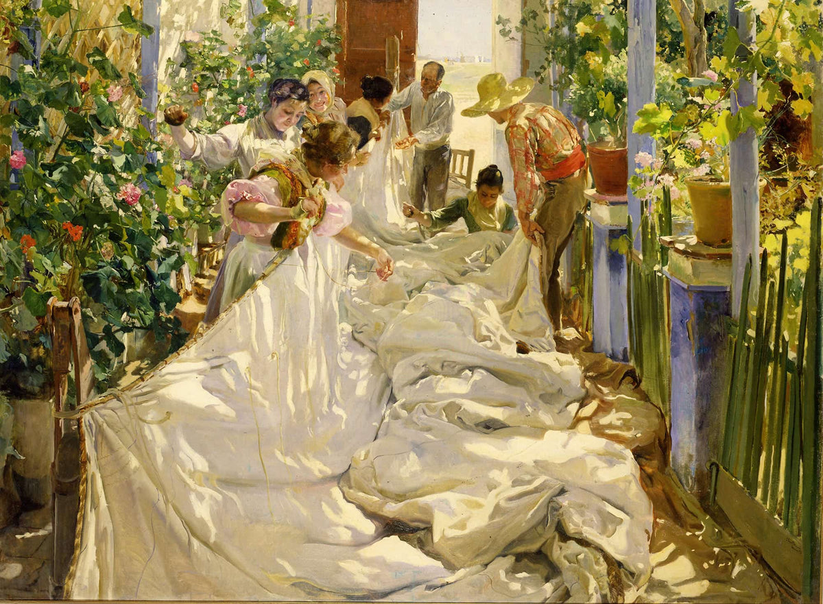 Sewing The Sail by Joaquin Sorolla