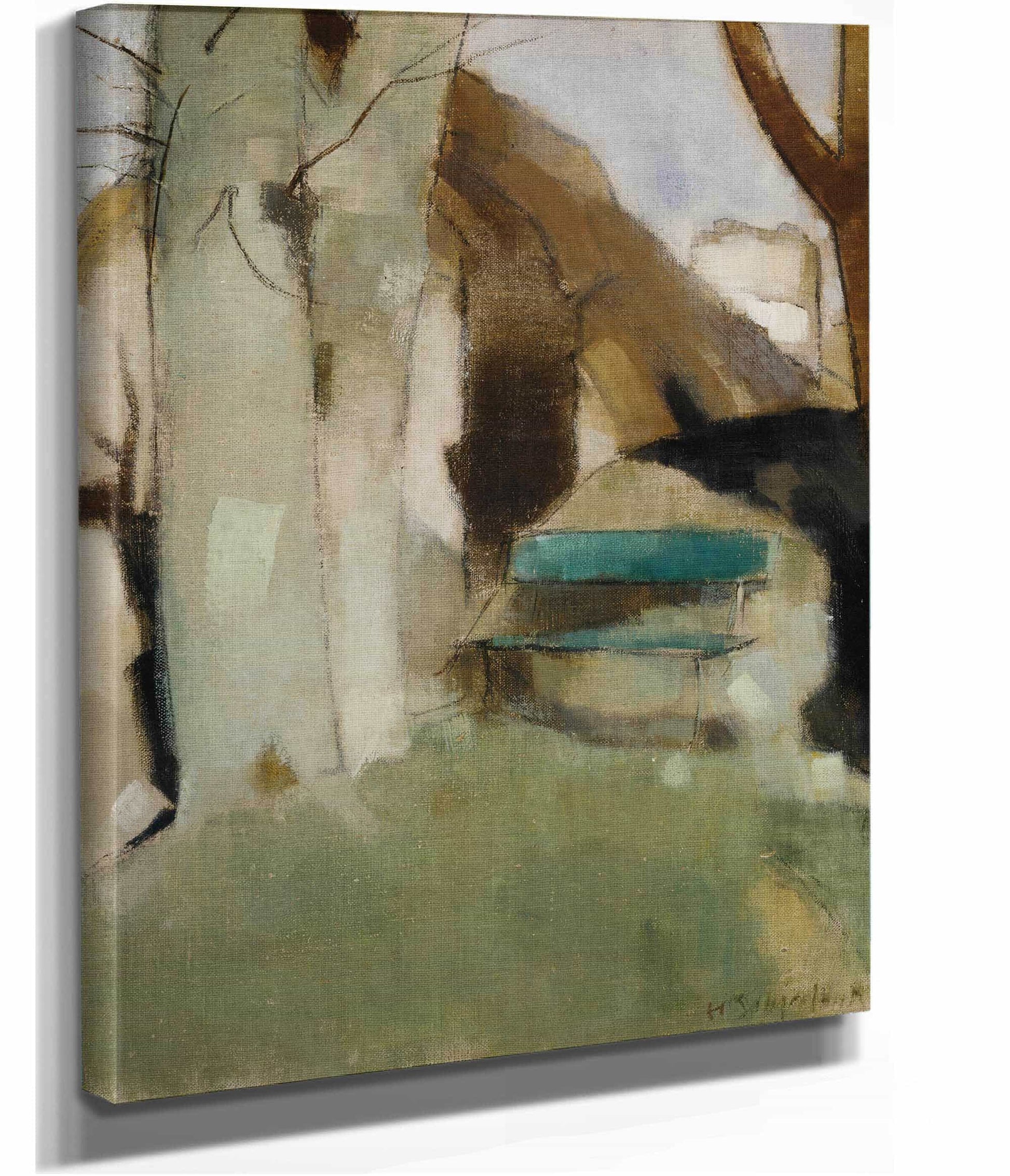 Shadow On The Wall Ii Green Bench by Helene Schjerfbeck