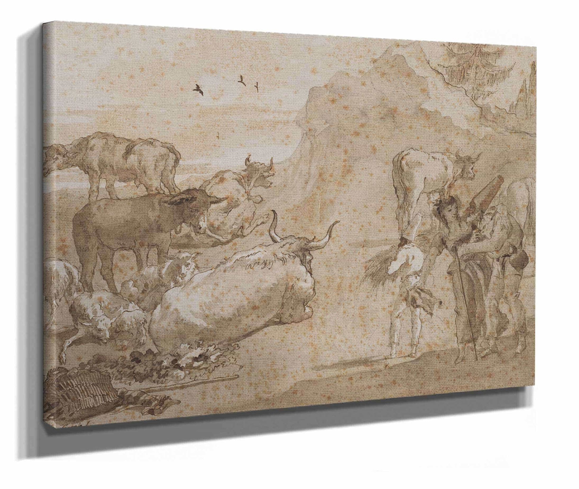 Sheep And Cows S by Giovanni Domenico Tiepolo