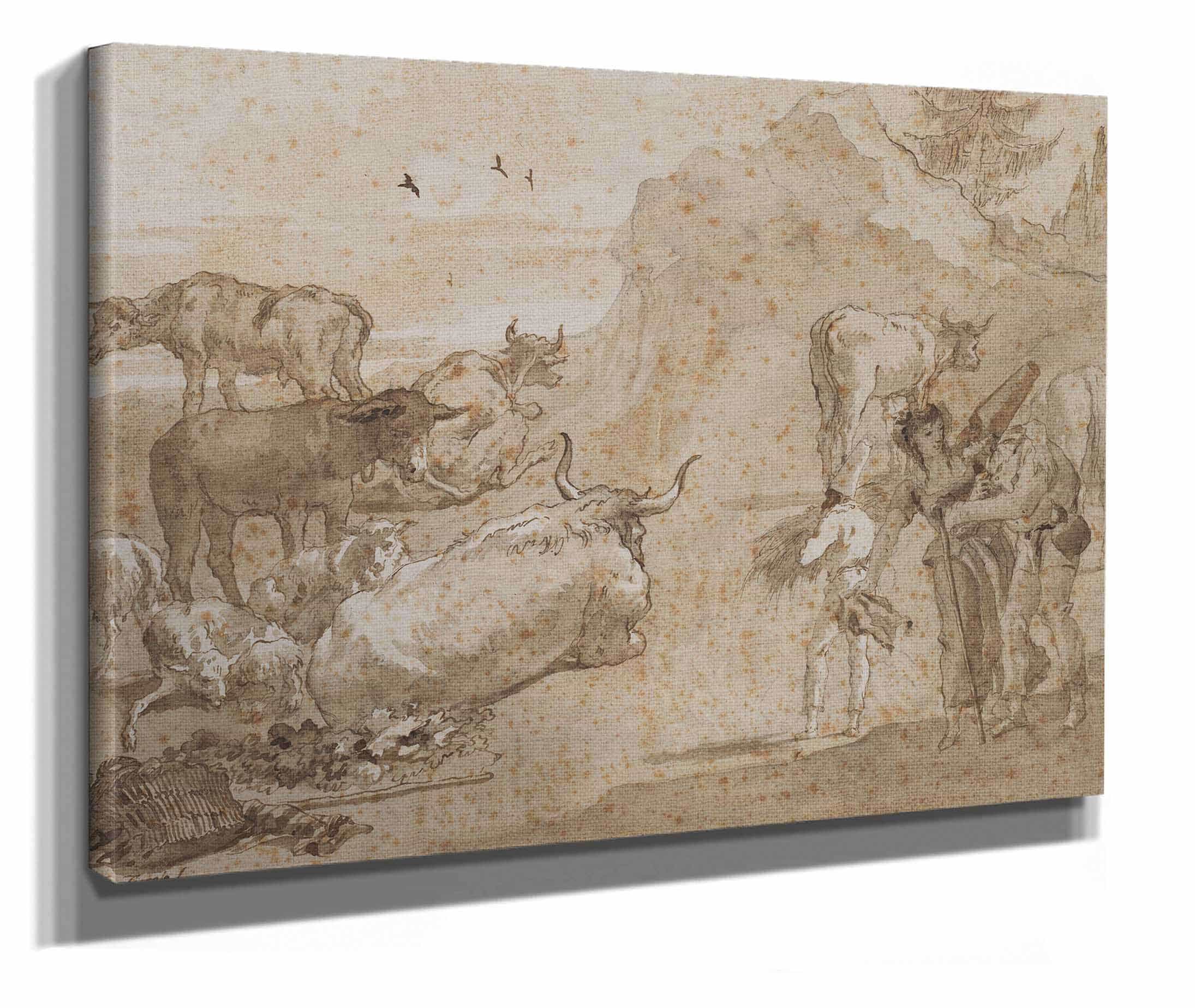 Sheep And Cows S by Giovanni Domenico Tiepolo