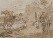 Sheep And Cows S by Giovanni Domenico Tiepolo