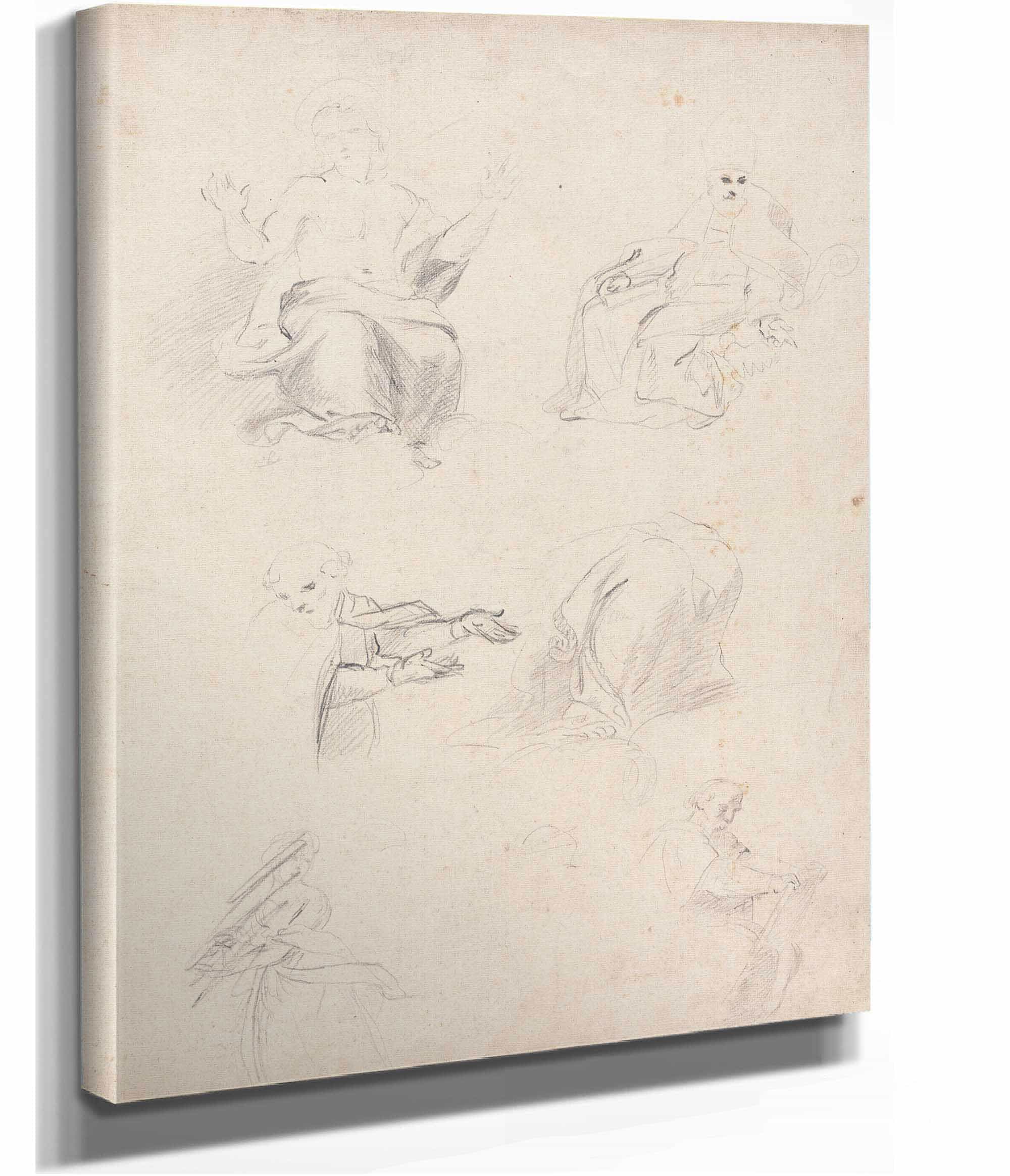 Sheet Of Figure Studies From Raphaels Disputation by Sir Joshua Reynolds
