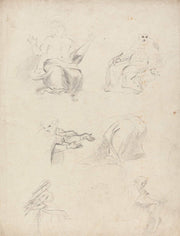 Sheet Of Figure Studies From Raphaels Disputation by Sir Joshua Reynolds