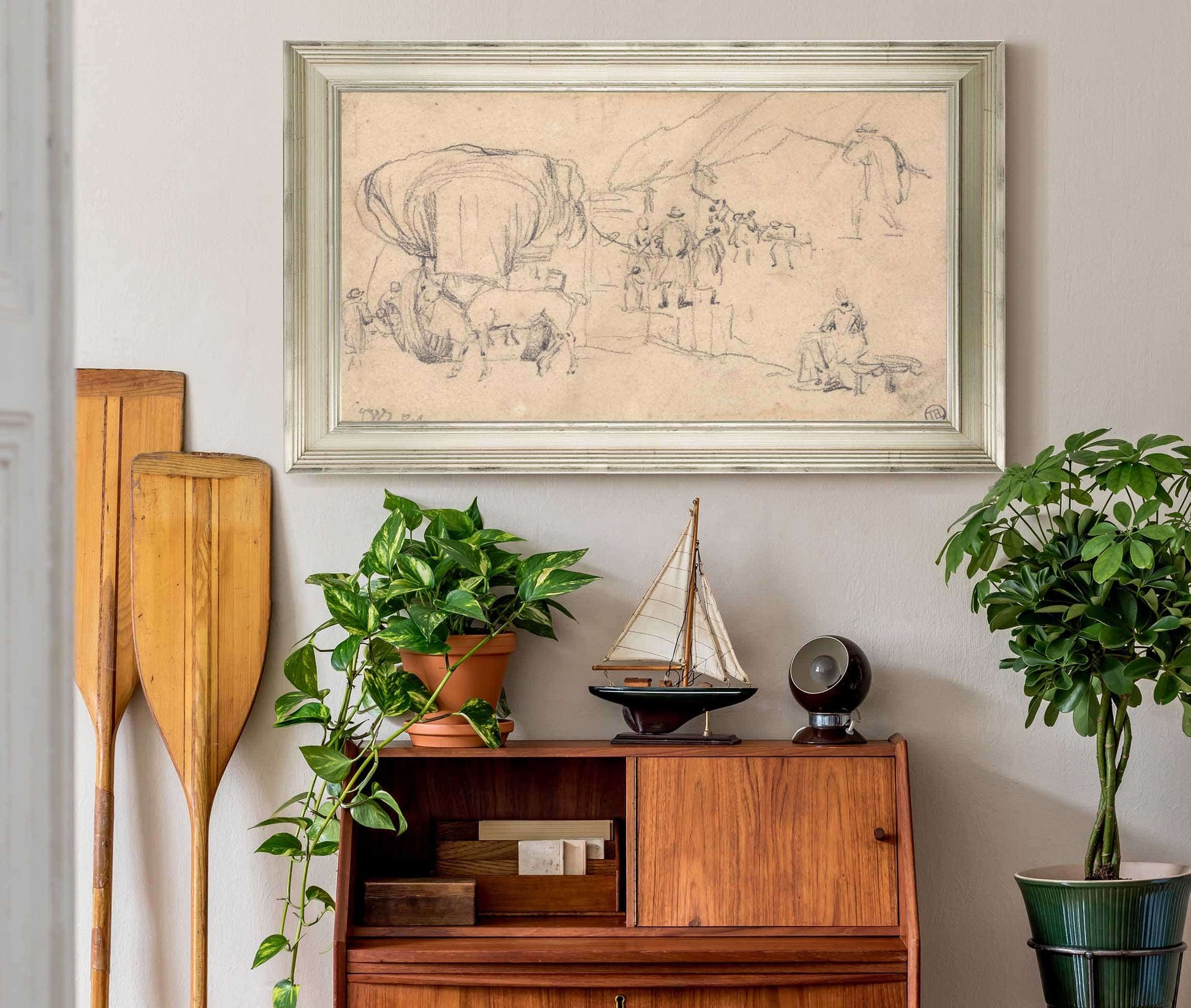 Sheet Of Sketches Wagon Horse Milkmaid And Other Figure Studies by James Ward