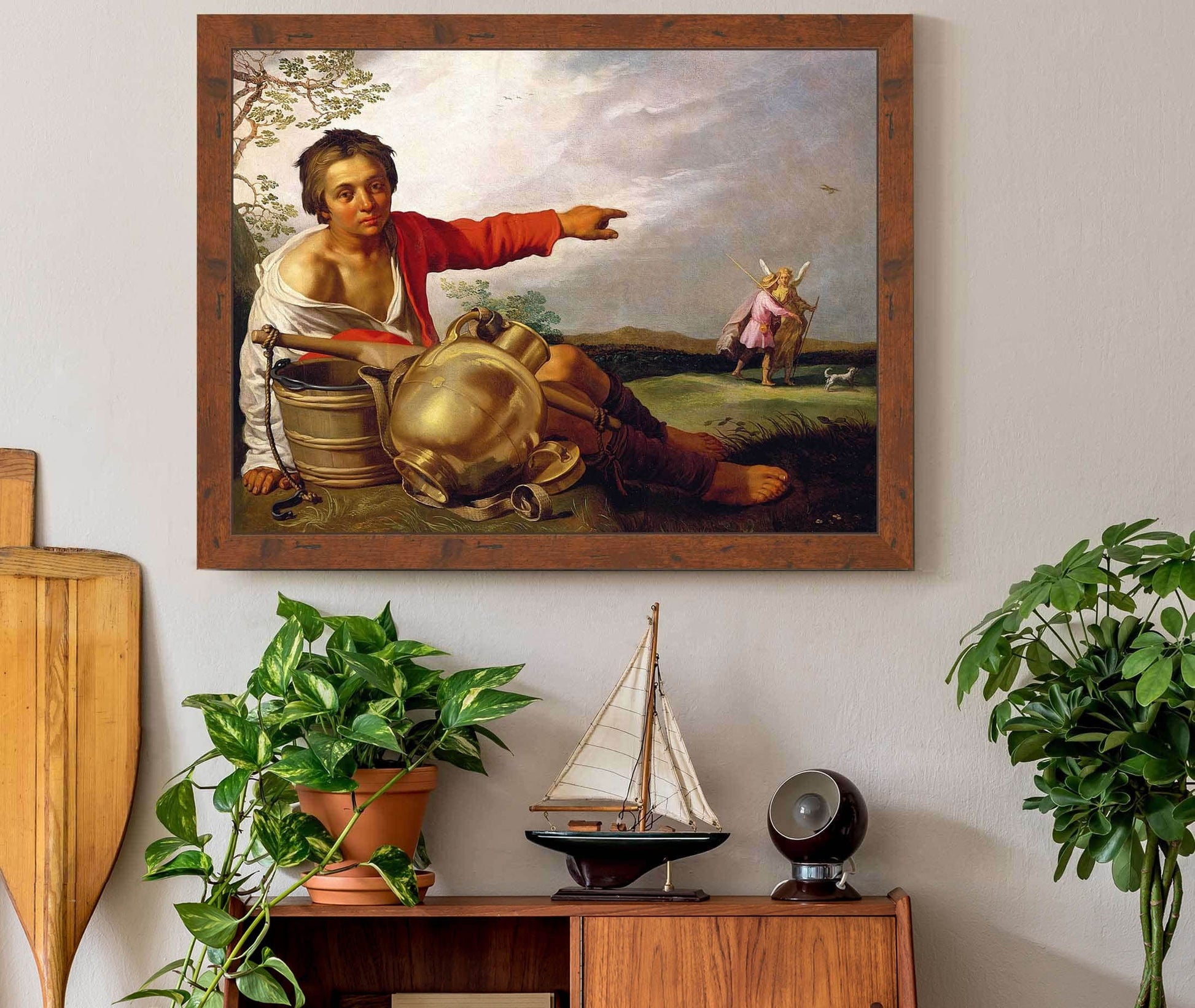 Shepherd Boy Pointing At Tobias And The Angel  by Abraham Bloemaert
