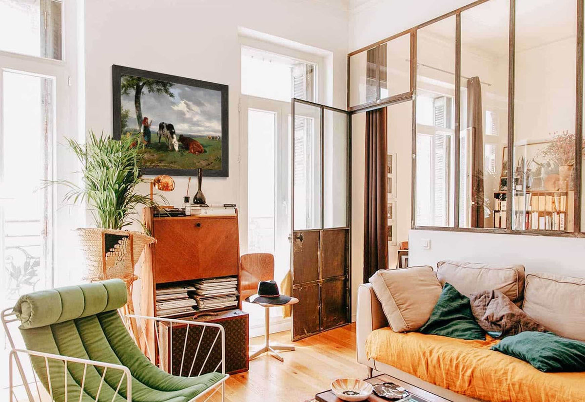 Shepherdess And Two Cows In A Meadow by Rosa Bonheur