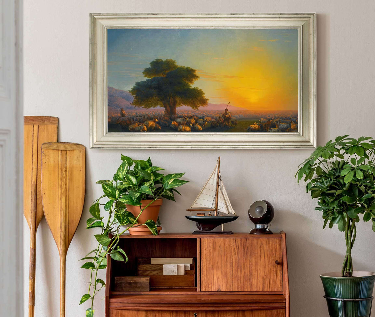 Shepherds With Their Flock At Sunset by Ivan Konstantinovich Aivazovsky