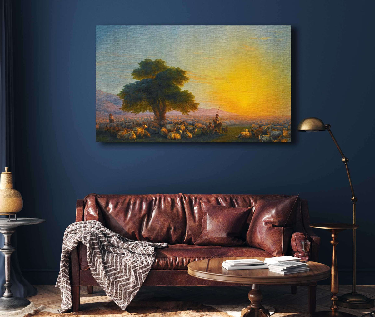 Shepherds With Their Flock At Sunset by Ivan Konstantinovich Aivazovsky