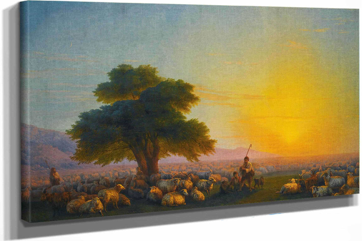 Shepherds With Their Flock At Sunset by Ivan Konstantinovich Aivazovsky