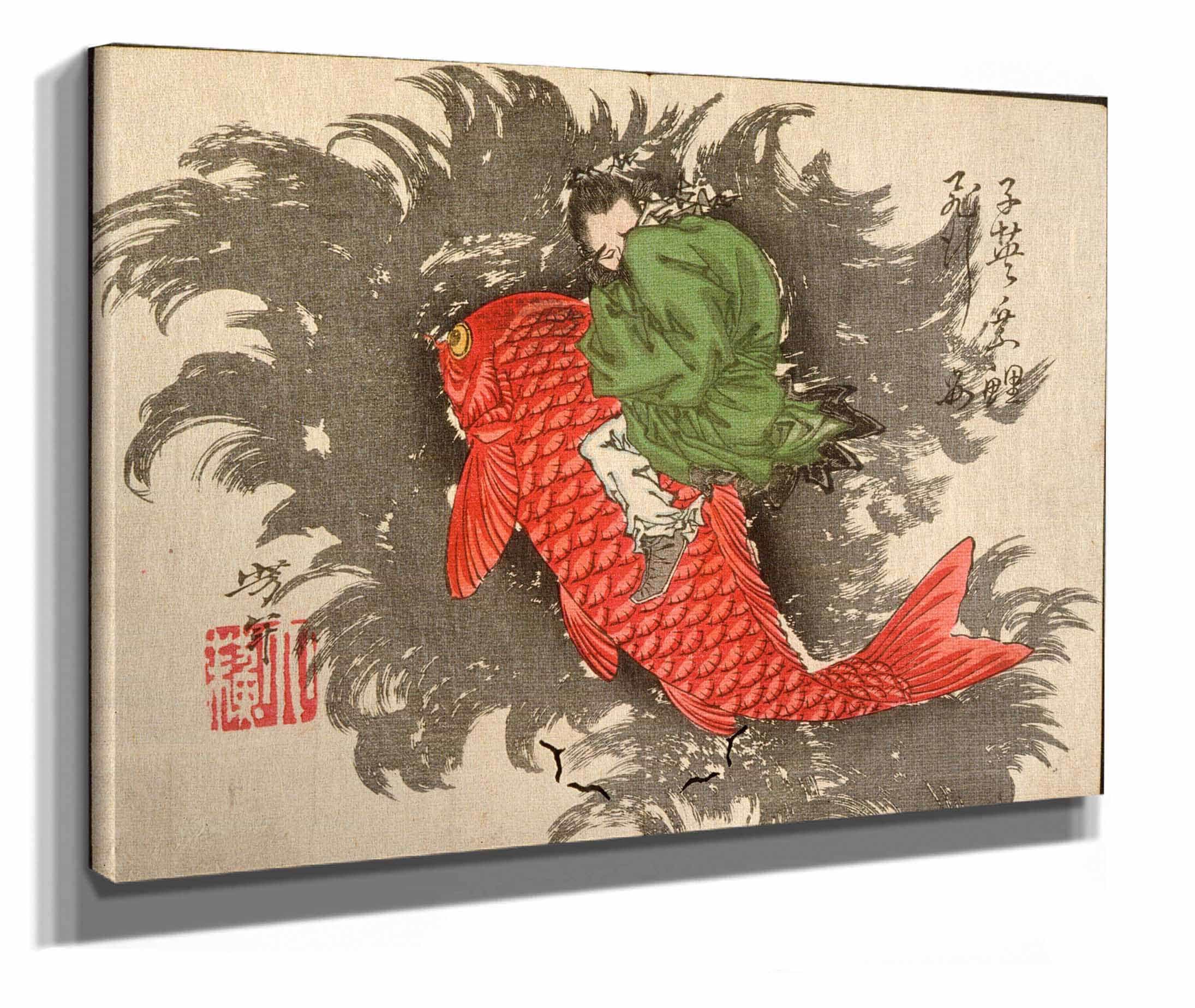 Shiei Riding A Carp Over The Sea by Tsukioka Yoshitoshi