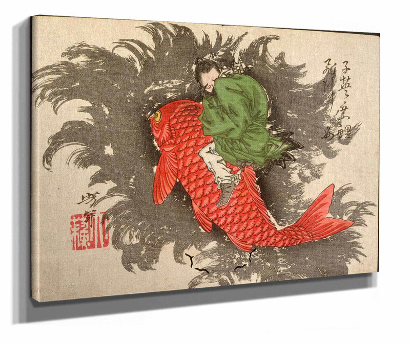 Shiei Riding A Carp Over The Sea by Tsukioka Yoshitoshi