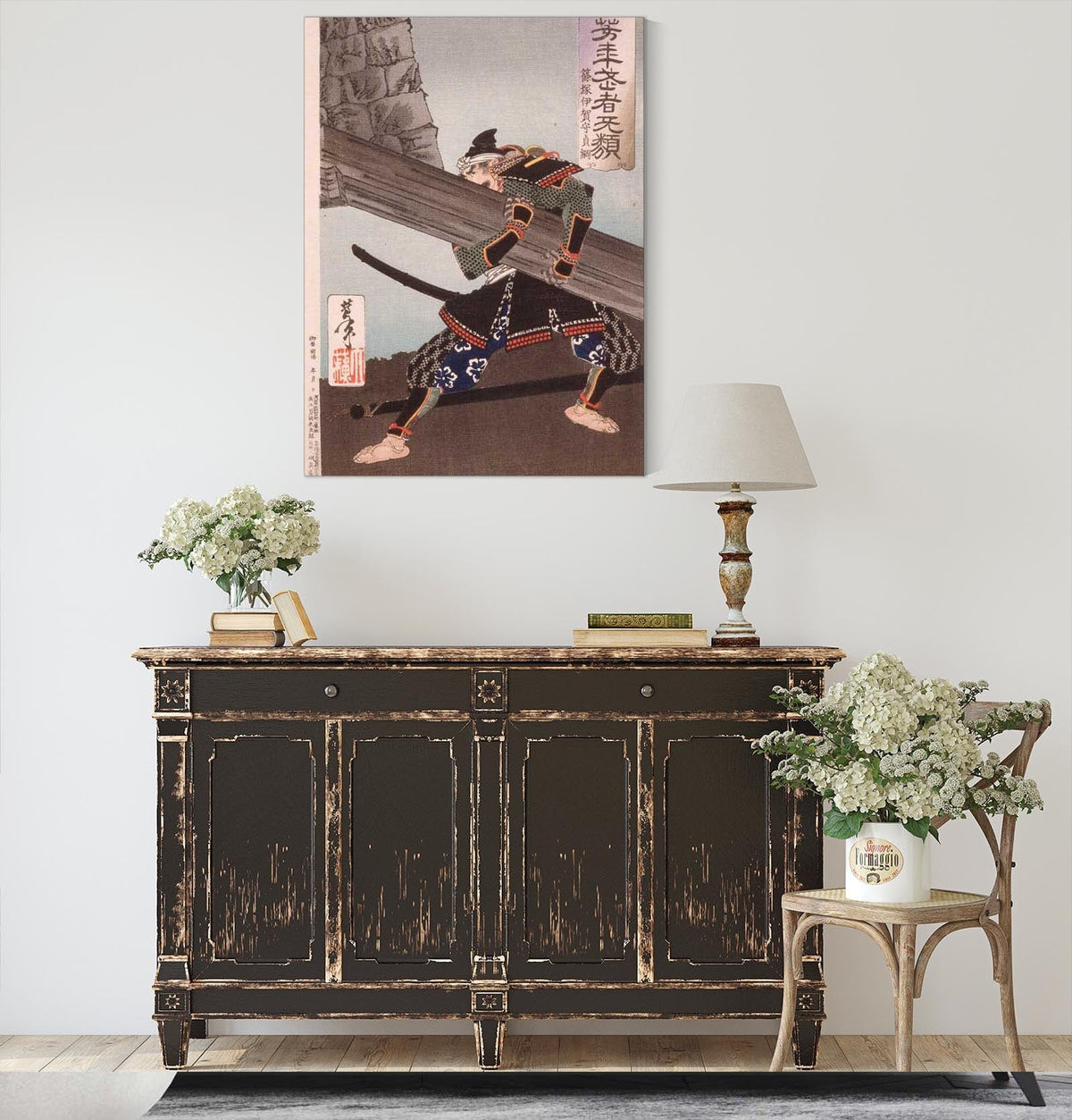 Shinozuka Iganokami Sadatsuna Lifting A Giant Beam by Tsukioka Yoshitoshi