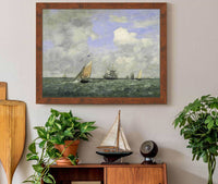 Ships And Sailing Boats Leaving Le Havre by Eugene Boudin