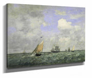 Ships And Sailing Boats Leaving Le Havre by Eugene Boudin