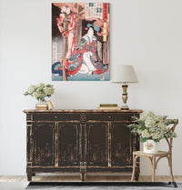 Shiranui Kneeling Beside A Crucified Man by Tsukioka Yoshitoshi