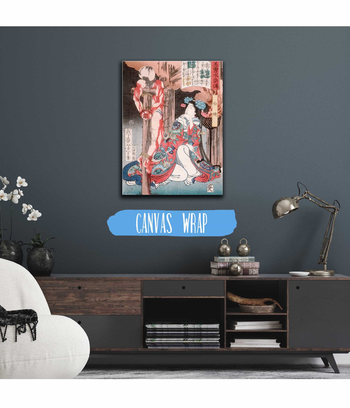 Shiranui Kneeling Beside A Crucified Man by Tsukioka Yoshitoshi