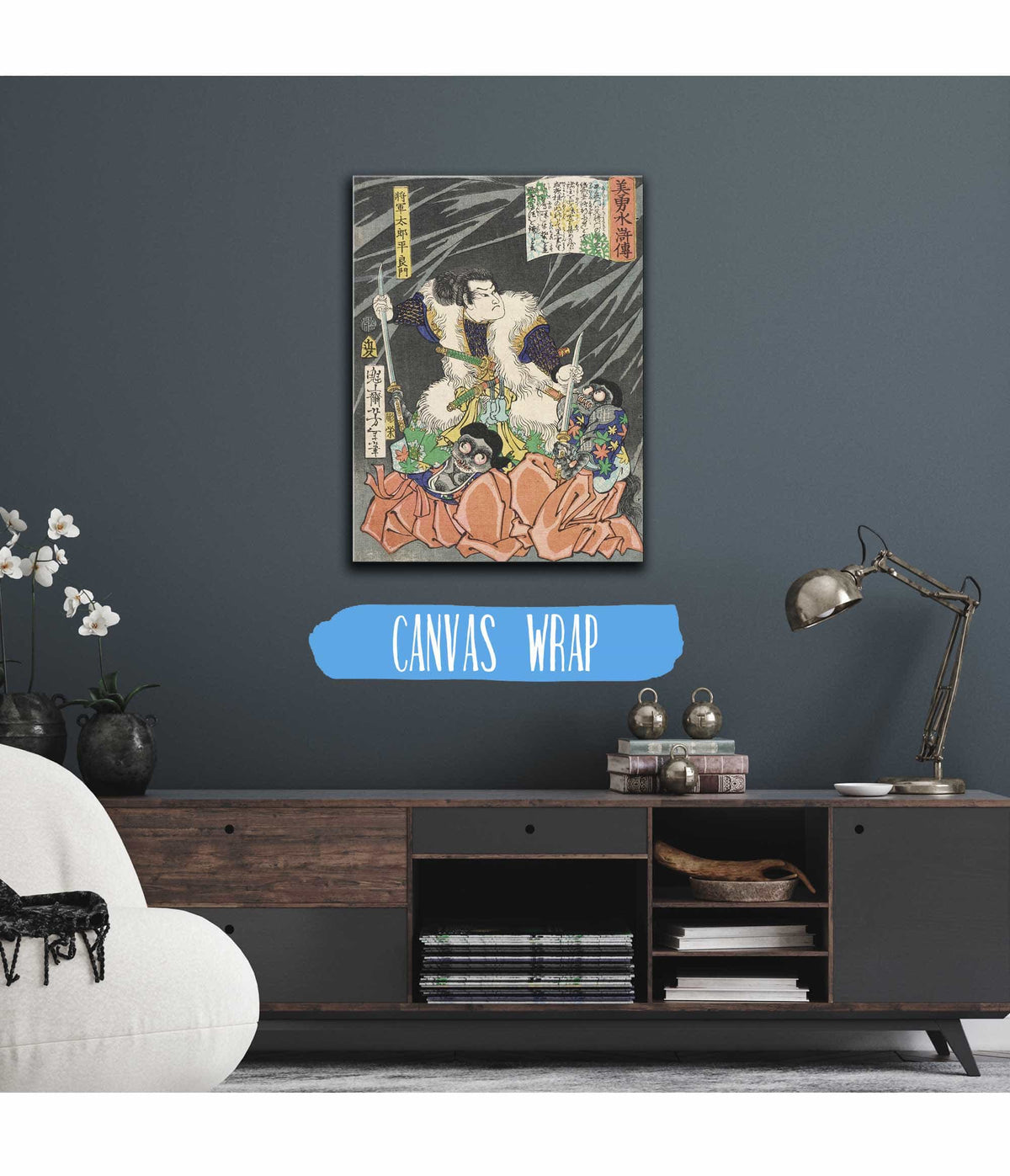 Shogun Taro Taira Yoshikado Disarming Two Goblins by Tsukioka Yoshitoshi