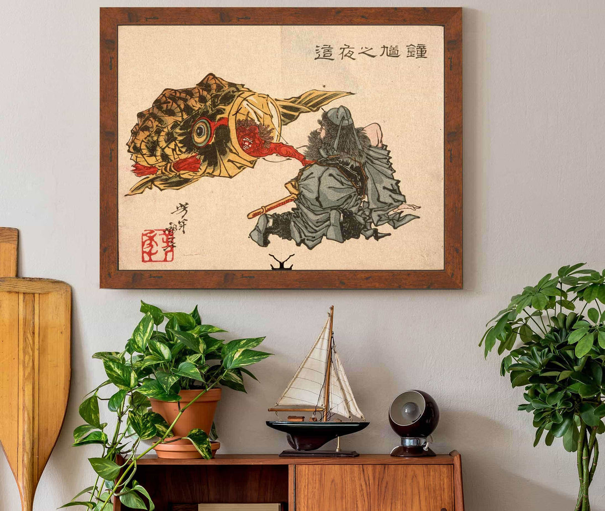 Shoki Creeping Up On A Sleeping Demon by Tsukioka Yoshitoshi