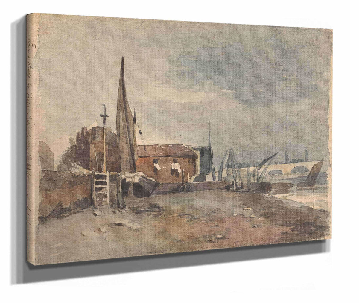 Shore Scene With Buildings And Boats by Thomas Sully