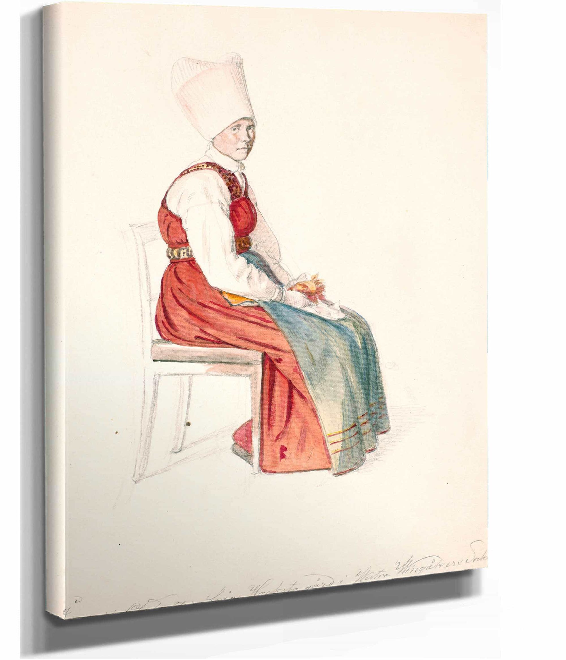 Siddende Svensk Bondekone Med Hojt Hovedlin by Wilhelm Marstrand