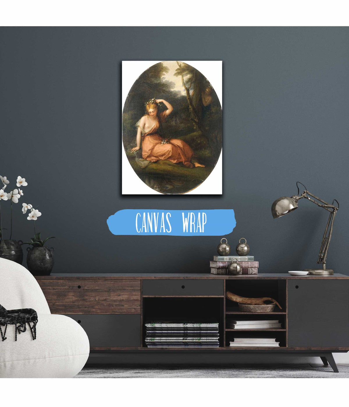 Silvia Decorating Herself With Flowers While Observed By Daphne by Angelica Kauffmann