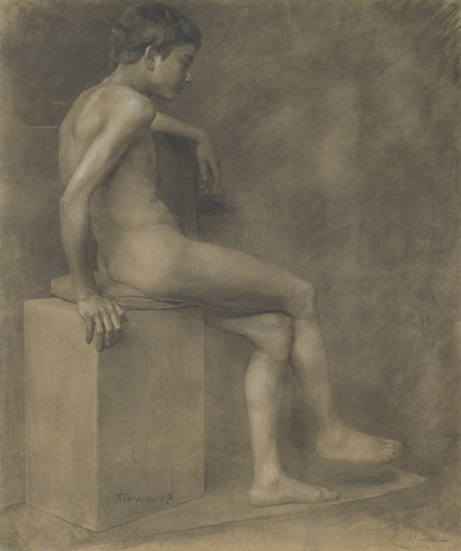 Sitting Boy by Jozef Hanula