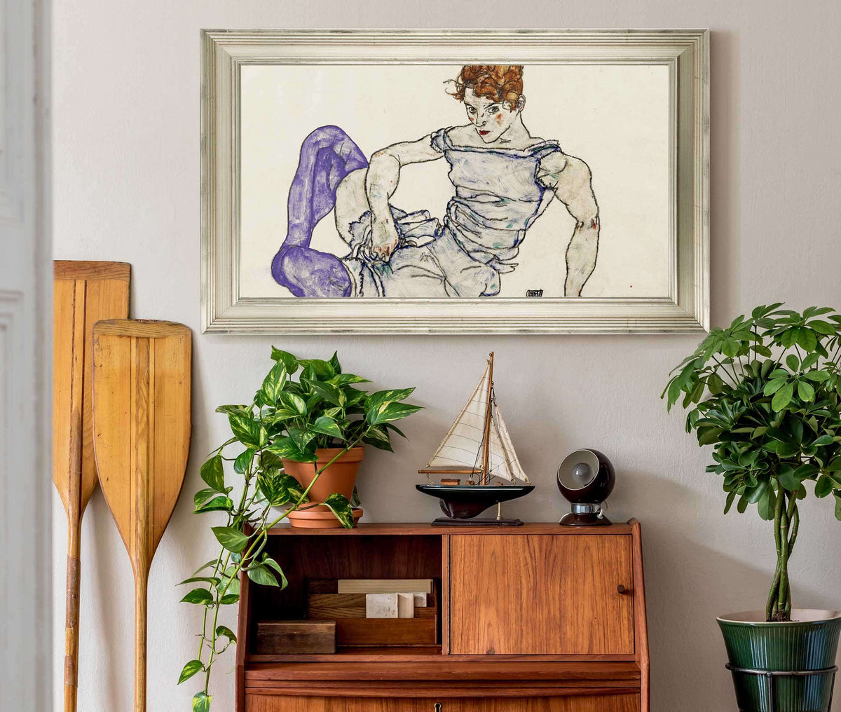 Sitzende Frau Mit Violetten Strumpfen Seated Woman In Violet Stockings by Egon Schiele