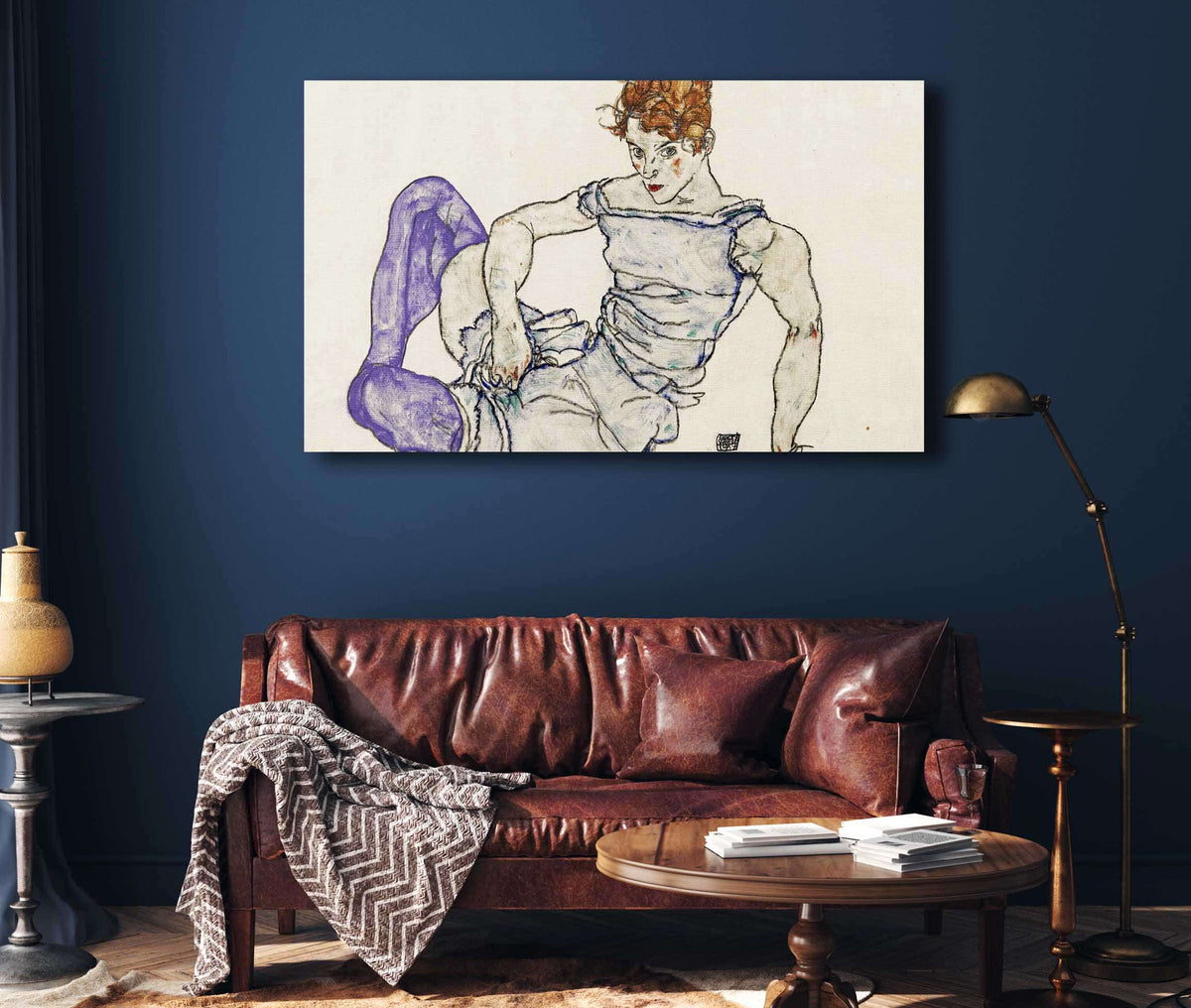 Sitzende Frau Mit Violetten Strumpfen Seated Woman In Violet Stockings by Egon Schiele