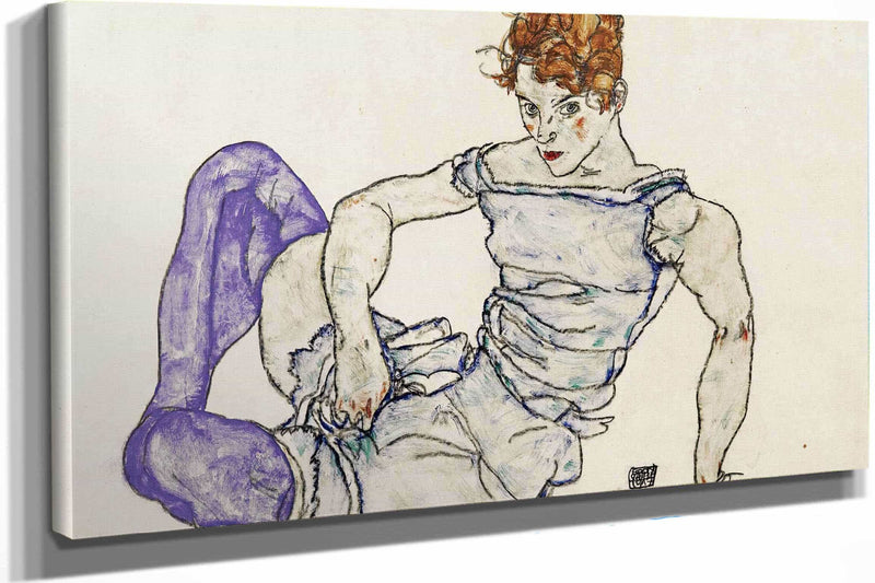 Sitzende Frau Mit Violetten Strumpfen Seated Woman In Violet Stockings by Egon Schiele