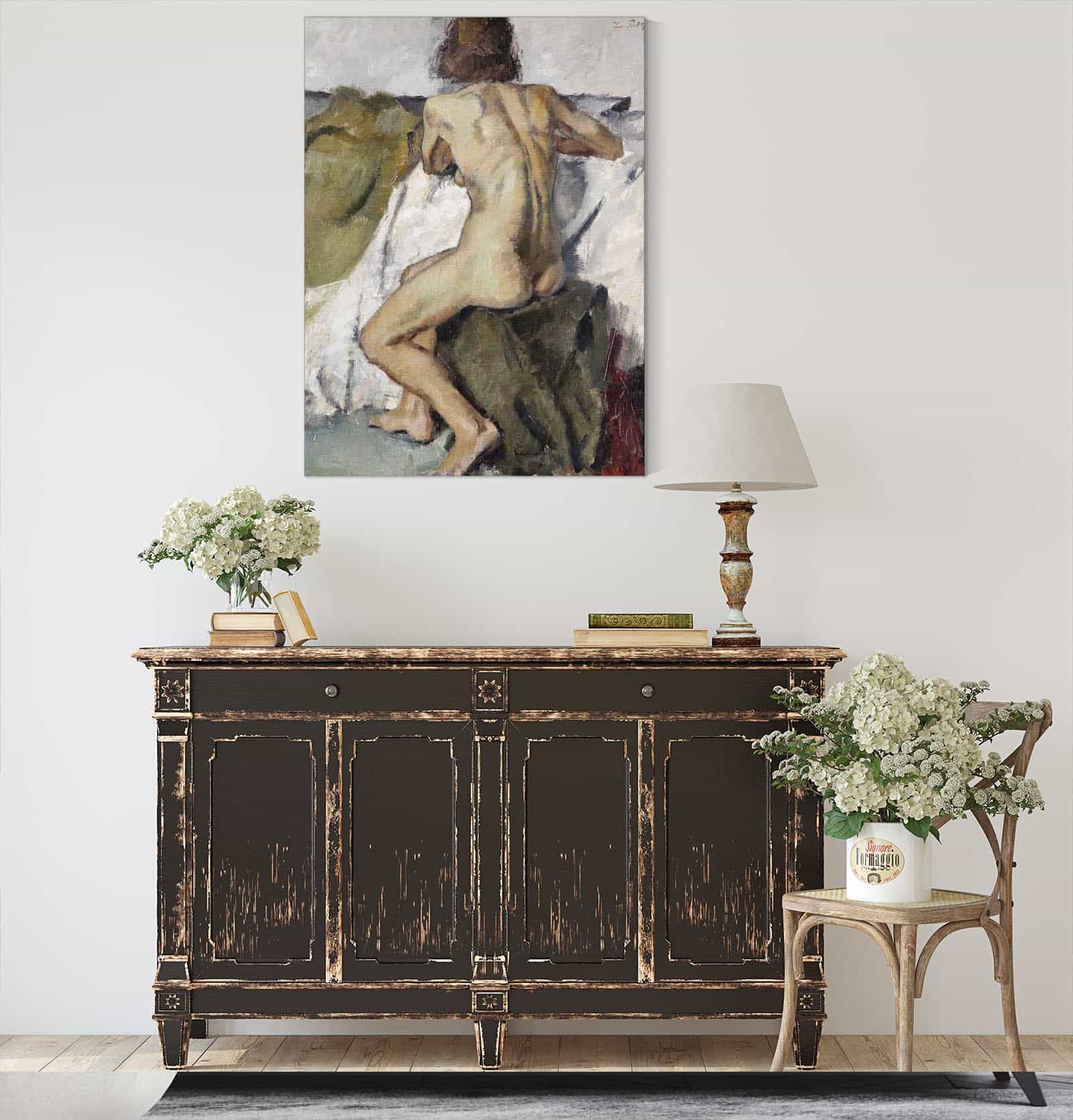 Sitzender Weiblicher Ruckenakt by Leo Putz