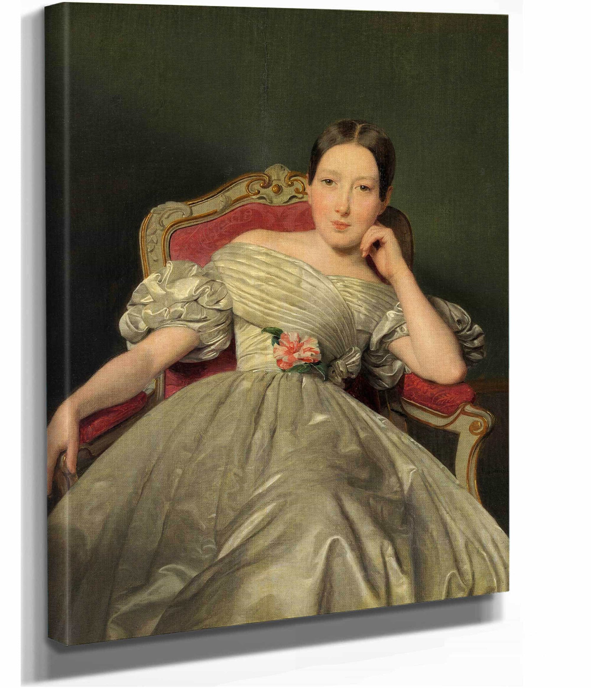 Sitzendes Madchen In Weibem Atlaskleid by Ferdinand Georg Waldmuller